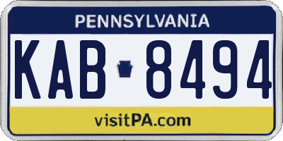PA license plate KAB8494