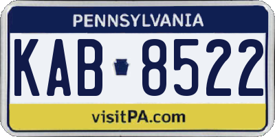PA license plate KAB8522