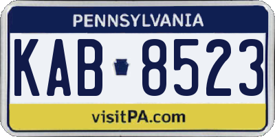 PA license plate KAB8523