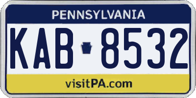 PA license plate KAB8532