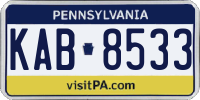 PA license plate KAB8533