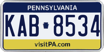PA license plate KAB8534
