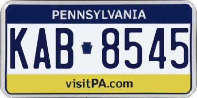 PA license plate KAB8545