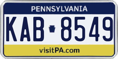 PA license plate KAB8549