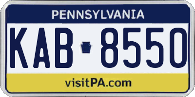 PA license plate KAB8550
