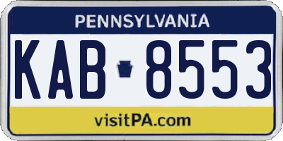 PA license plate KAB8553
