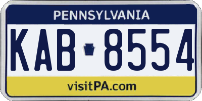 PA license plate KAB8554