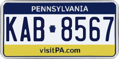 PA license plate KAB8567