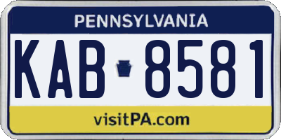 PA license plate KAB8581