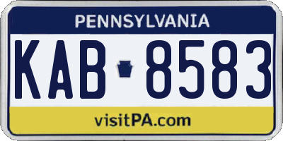 PA license plate KAB8583