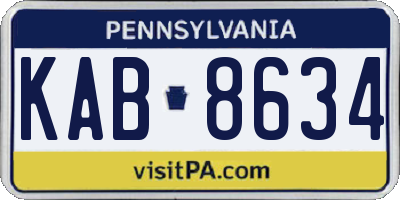 PA license plate KAB8634