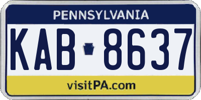 PA license plate KAB8637