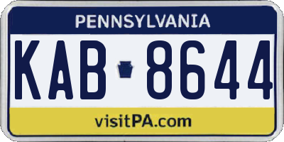 PA license plate KAB8644