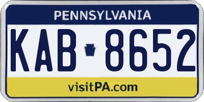 PA license plate KAB8652