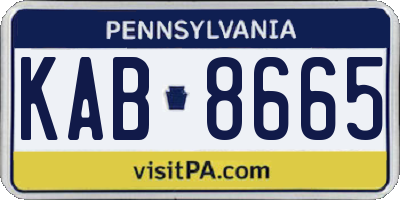 PA license plate KAB8665