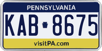 PA license plate KAB8675