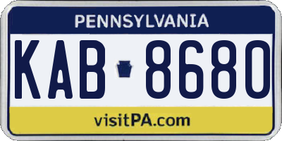 PA license plate KAB8680