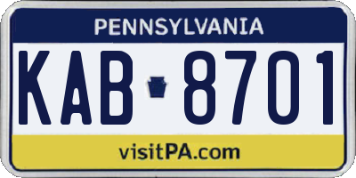 PA license plate KAB8701