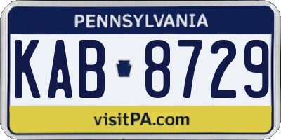 PA license plate KAB8729