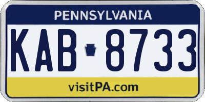 PA license plate KAB8733