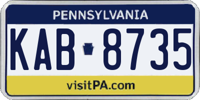 PA license plate KAB8735