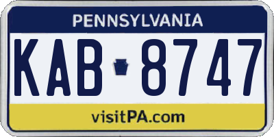 PA license plate KAB8747