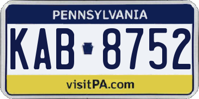 PA license plate KAB8752