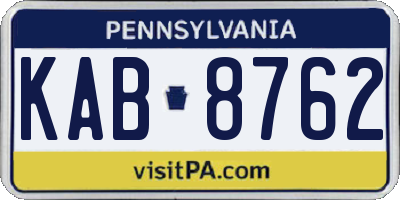 PA license plate KAB8762