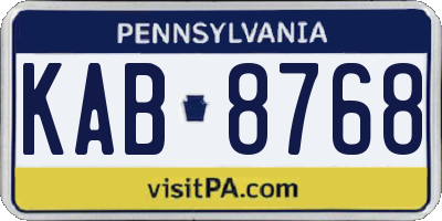 PA license plate KAB8768