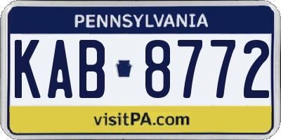 PA license plate KAB8772