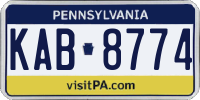 PA license plate KAB8774