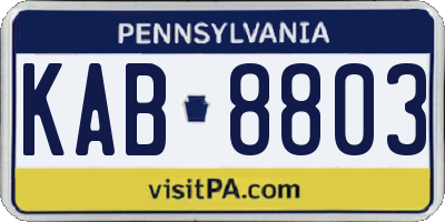 PA license plate KAB8803