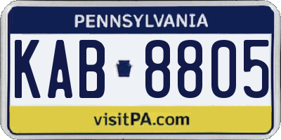 PA license plate KAB8805