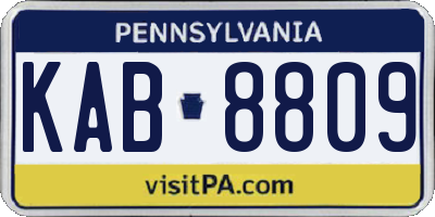PA license plate KAB8809
