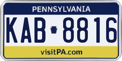 PA license plate KAB8816