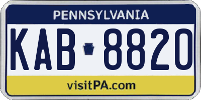 PA license plate KAB8820