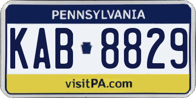 PA license plate KAB8829