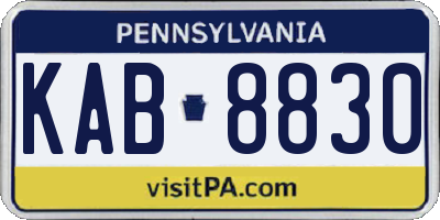 PA license plate KAB8830