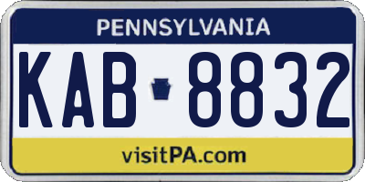 PA license plate KAB8832