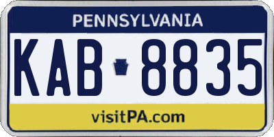 PA license plate KAB8835