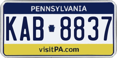 PA license plate KAB8837