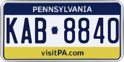 PA license plate KAB8840