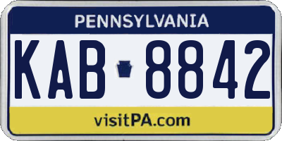 PA license plate KAB8842