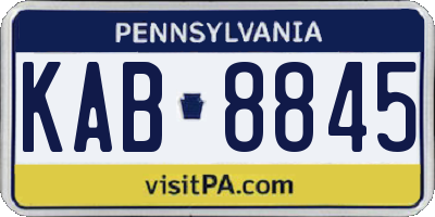 PA license plate KAB8845