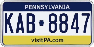 PA license plate KAB8847