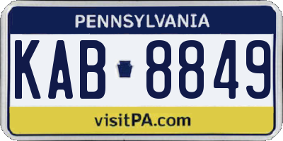 PA license plate KAB8849
