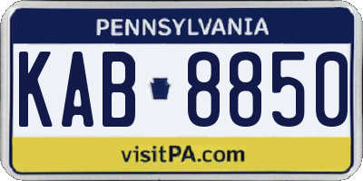 PA license plate KAB8850