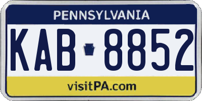 PA license plate KAB8852