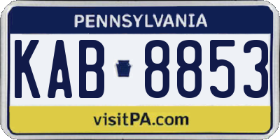 PA license plate KAB8853