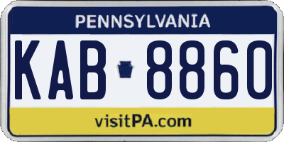 PA license plate KAB8860